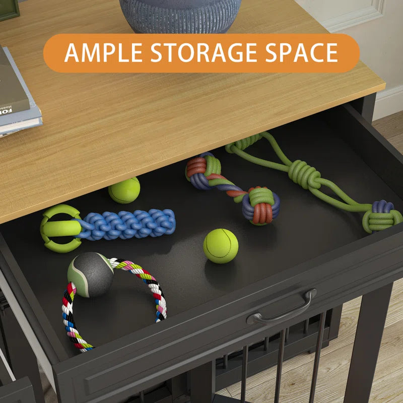 Dorilal Large Dog Crate Furniture with 2 Drawers and Divider