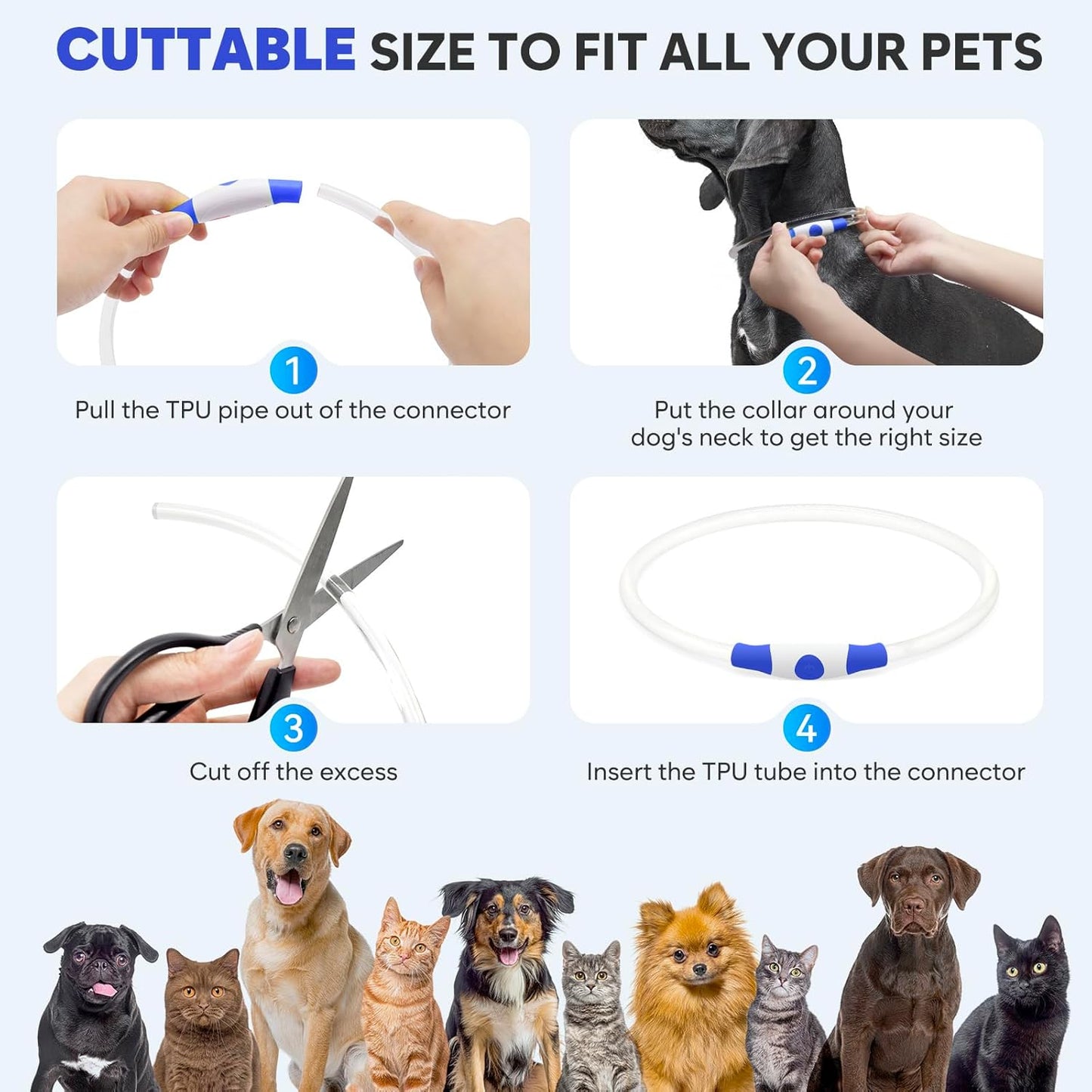 LED Dog Collar Waterproof Rechargeable - Bright TPU Light up Pet Collars, Reflective Adjustable Dog Glow Collar, Dog Safety Collar Light for Small Medium Large Dogs Night Walking&Camping