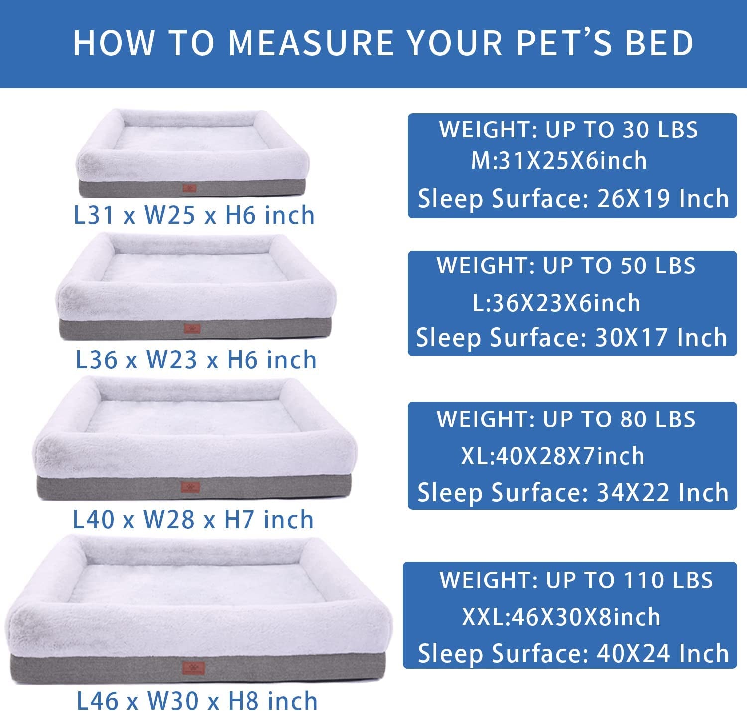 Orthopedic Dog Bed for Large Dogs and Medium Dogs, Dog Sofa Bed with Waterproof Liner Pad and Removable Washable Cover, Dog Mat for Crates and Couch，Puppy Bed, Pet Bed