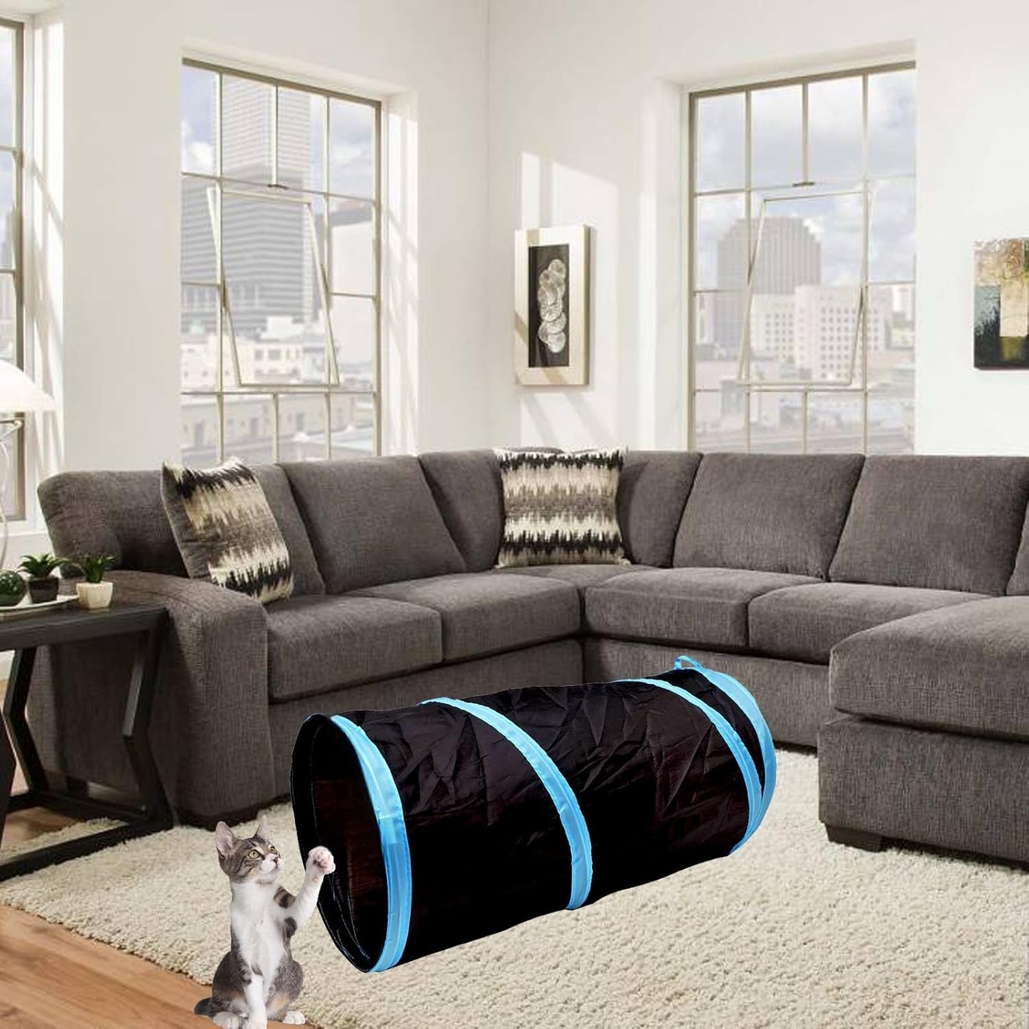 Cat Tunnel for Indoor Cats Interactive, Rabbit Tunnel Toys, Pet Toys Play Tunnels for Cats Kittens Rabbits Puppies Crinkle Collapsible